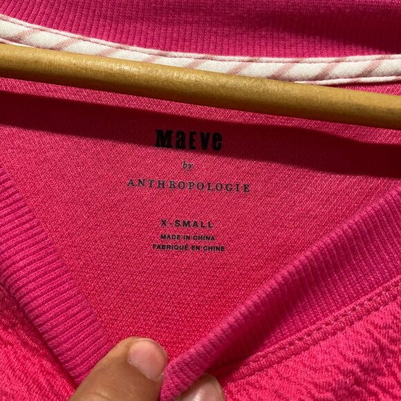 Anthropologie Maeve Pink Smocked Boat Neck Pullover - Picture 3 of 5